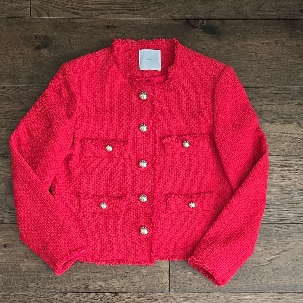 Mango Red Tweed Jacket - Picture 3 of 9